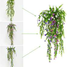 人造悬挂式桉树花藤，常绿常春藤装饰，适用于家居、花园、婚礼、室内外装饰 - 彩色 - 查看 11