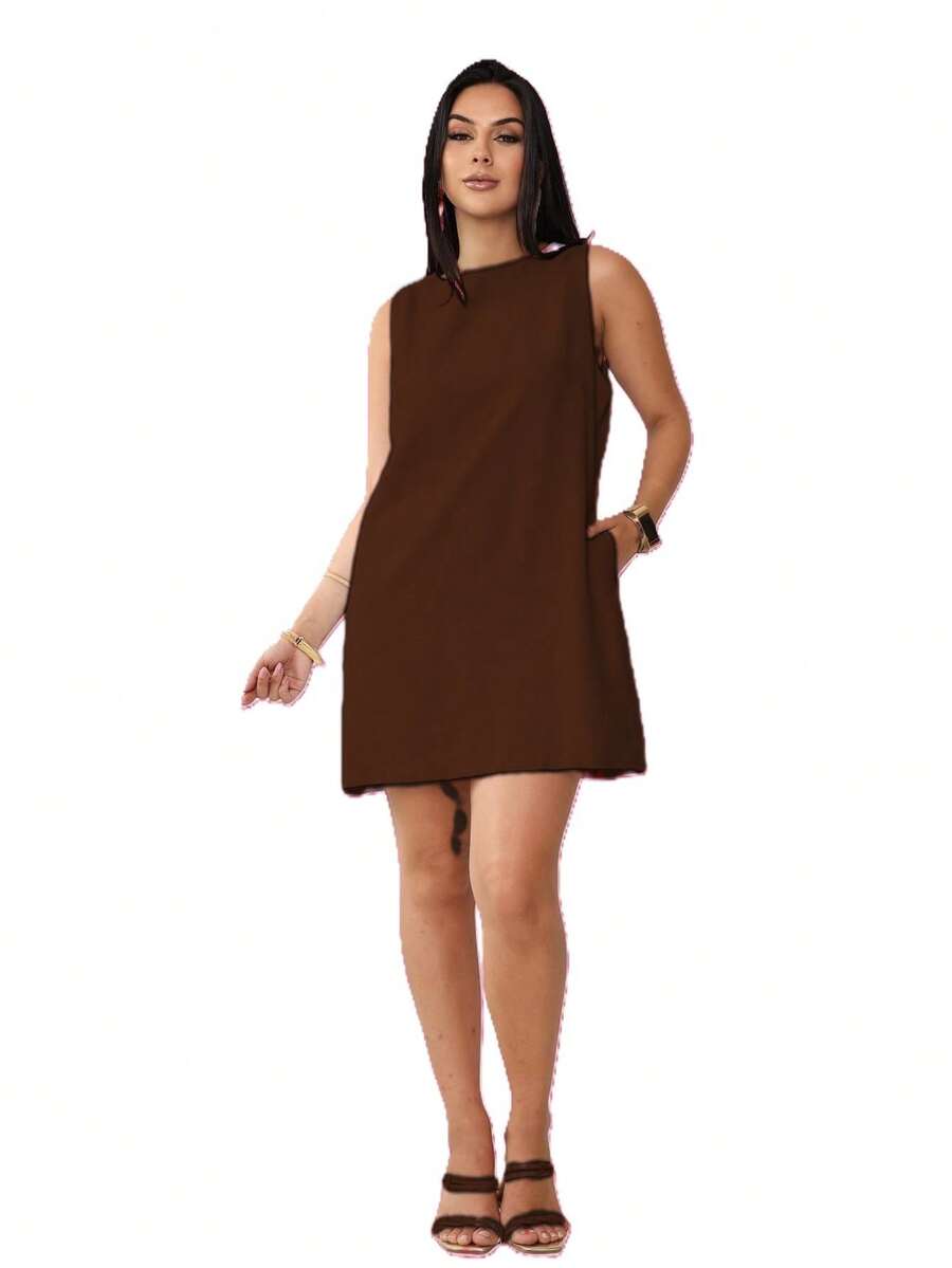 Marrante Midi Dress With Zipper Pocket, High Fashion, Blogger Style, , STOCK - 鏽棕色 - 查看 1