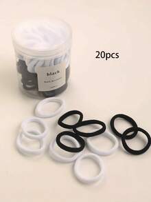 50pcs Basic Elastic Hair Ties For Women, Packed In Jar For Ponytail And Braids Casual Ponytail Holders Hair Elastics Hair Rubber Bands Scrunchies Hair Rope ,Gym Sport Outfit Hair Accessories Head Accessories Elastic Band - Black and White - View 12
