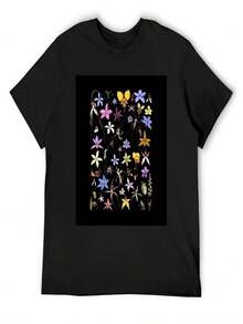 Australian Orchids T-Shirt  Luxury Designer Shirts Graphic Tee Oversized T Shirt Men - Black - View 1