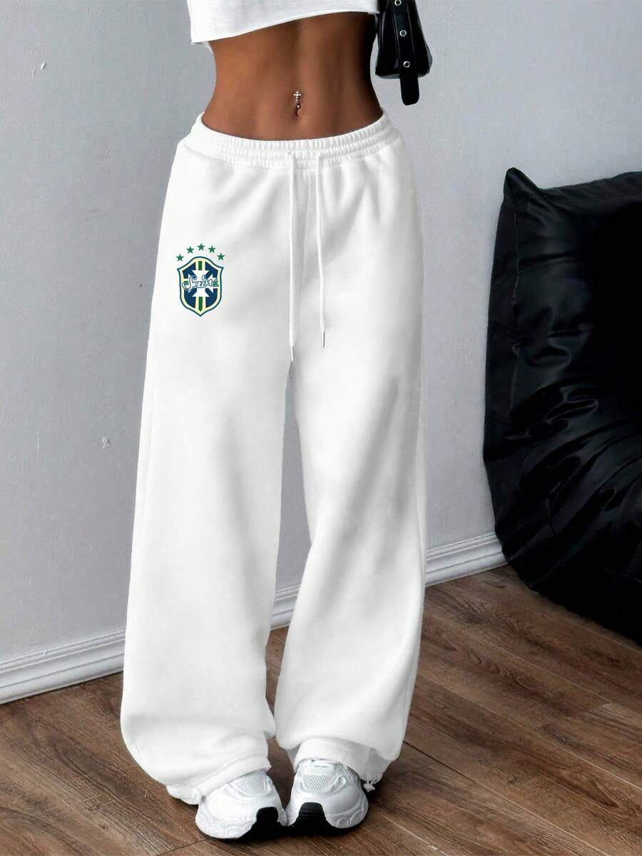 女士休闲运动裤，简约时尚，青春活力，校园风，适合通勤、运动、健身、户外活动，高中、大学适用，尺码 23 - 白色 - 查看 1