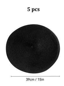 Green PP Handwoven Placemat, Round Woven Placemat, Popular In Europe And America, Heat-Resistant Mat, Decorative Mat, Best Seller, Available In Multiple Colors, Tablecloth, Wrinkle-Resistant Placemat, Suitable For Birthday, Christmas, Housewarming, Celebration, Holiday Party, Family Gathering And Other Occasions - Green - View 15