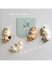 EstiloImanes de refrigerador para gatos, 6 imanes de nevera para gatos mentirosos lindos, mini imán decorativo Kawaii para el hogar y la cocina con imanes magnéticos fuertes, divertidos y novedosos para elVersión mejorada - 1 - Ver 3