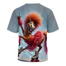 Funny Horse Year Cartoon Print Plus Size Men Short Sleeve T-Shirt, Fashionable Gradient Plus Size T-Shirt, Humorous Short Sleeve Top, Casual Holiday Clothing - Multicolor - View 5