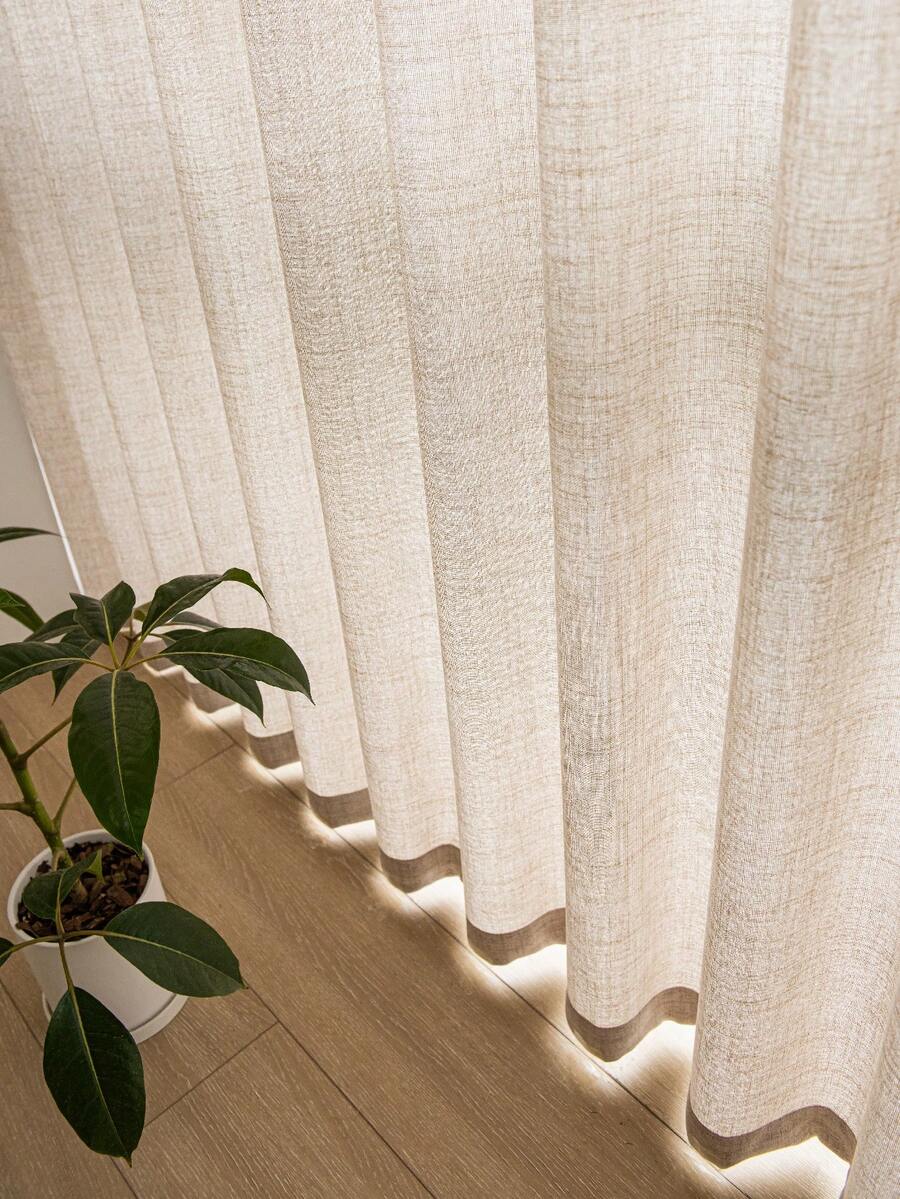 1 Stück & Leinen Moderne Leinen Gaze Gardine - Japanischer Leinen Stil, Gardinenband Design, geeignet für Wohnzimmer und Schlafzimmer - transparente und lichtfilternde Gardine, Wohnzimmergardine, Schlafzimmergardine (160g Stoffgewicht)