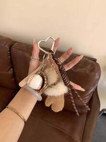 Yogodlns Llavero de cuerda con diseño de béisbol, colgante de amor con borde de encaje, llavero de cuerda colorido, llavero creativo para colgante de bolso, decoración de mochila - Multicolor - Ver 3