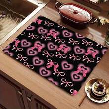 1pc Polyester Absorbent Pad With Heart & Shadow Pattern, Multipurpose Decorative Mat For Kitchen, Dining Table, Washing Machine, Bathroom, Coffee Machine, Party Supplies