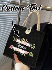 可定制手提袋，教师节/感恩节个性化礼物，轻便大容量休闲时尚，适合婚礼、生日、海滩、度假、学校等各种场合，是送给女性、妈妈、老师、朋友、伴娘、学生的绝佳礼物，手提包/托特包，单肩托特包 - 彩色 - 查看 3