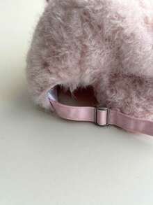 1pc Angel Button Plush Baseball Cap, Cute Angel Wings Design, Soft Fuzzy, Versatile, Suitable For Women In Winter, Atmosphere, Large Head Circumference, New Style Cute Angel Wings Fuzzy Snapback Hat, Autumn/Winter, Letter Print, Small Face, Baseball Cap - Wings, Buttons, Plush - View 9