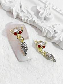 10pcs Fully Rhinestone Fox Design Alloy Nail Art Jewelry 3D Metal Crystal Glass Cute Fox Tassel Nail Decor DIY Accessories Suitable For Girls And Women Nails Nail Supplies - Multicolor - View 8