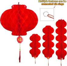 51Pcs Chinese New Year Decorations - 1PCS Happy NYE Banner, 40PCS Hanging Good Luck Ornaments, 10PCS 10 Inch Red Lanterns For Asian Lunar New Year 2026 Year Of The Horse Party Decor - trắng - Xem 6