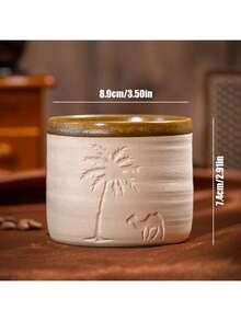 1个中东风格创意陶瓷带柄咖啡杯，沙漠骆驼图案，礼品杯，家用水杯，茶馆老板杯，单只装 - 彩色 - 查看 9