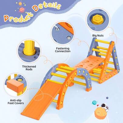 Climbing Frame, Plastic Tripod Climbing Ladder, With Ramp, Arch, Indoor Montessori Game Climbing Set (Tripod & Arch & Ladder & Slide)