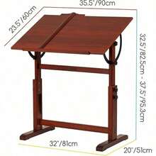 MEEDEN Mesa de dibujo de madera clásico: 35.5 x 23.5 pulgadas mesa de dibujo de artista con altura ajustable y mesa inclinable computadora de pintura de estudio para escribir lectura bocetos - Multicolor - Ver 3