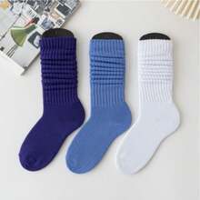 1/6 Pairs Women's Assorted Color Crew Socks, Autumn/Winter (Blue, Light Blue, White, Pink, Light Pink, Purple) - Multicolor - View 4