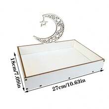 1pc Wooden Tray - Eid Mubarak Hollow Moon & Star Pattern Food Tray, Tableware Decor Gift, Suitable For Pastries, Cupcakes, Home Decor, Party Supplies - Multicolor - View 10