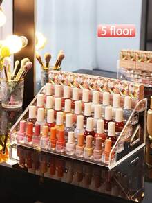 1个多层指甲油展示架，眼影盘，口红多层收纳托盘，化妆品展示架，化妆品收纳展示盒，适用于指甲油、化妆品、口红、香水、珠宝等，适合美甲沙龙、家庭、房间、卧室、浴室等场所。 - 透明 - 查看 4