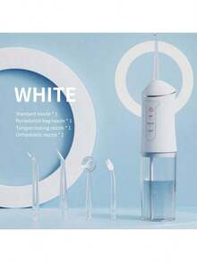 便携式电动冲牙器，3种模式，4个喷嘴，可充电式水牙线，适合旅行、居家、牙套护理和口腔健康，是节日送礼的理想之选，支持无线USB充电，配备800mAh电池