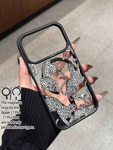 1pc Creative Acrylic Personalized Pattern Magnetic Wireless Charging Anti-Drop Phone Case Compatible With IPhone 16 15 14 13 12 11 Pro Max, Transparent Phone Cover - Black - View 5