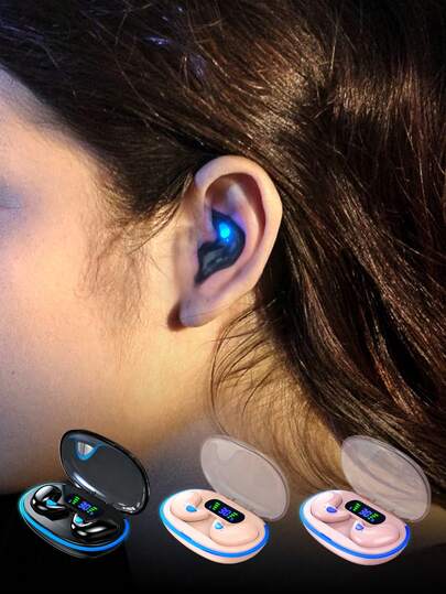 JMMO True Wireless 5.3 Earphones - Long Battery Life, Featuring Active Noise Cancellation (ANC) Function, Equipped With Stereo Sound, Adopting A Mini In-Ear Design And A Digital Display Screen, Suitable For Sports/Fitness/Travel Use, Widely Compatible With Phone/Laptop And Other Devices. X55 Bluetooth Wireless Earphones,"TWS" Is The Name Of The Bluetooth Connection With A Battery Capacity Of 200mAh