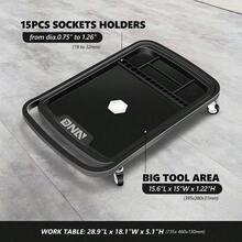 DNA MOTORING Mesa de Trabajo 2 en 1 Altura Ajustable de 30.5 a 47.2 Pulgadas Bandeja de Parte rodante con 4 Rodillos Banco de Trabajo portátil con 2 Ruedas de Freno Capacidad máxima de 120 - Multicolor - Ver 3