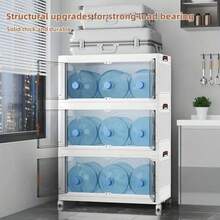 3/4/5-Tier Heavy-Duty Stackable Storage Cabinet With Locking Doors - Heavy-Duty Collapsible Storage Unit With Rolling Wheels, Space-Saving Organizer For Home, Office, Garage, Attic - Plastic Storage Cabinet With Front Panels, Easy Assembly - White - View 11