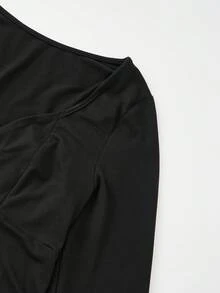 Comfortable Maternity Bodysuit, Long Sleeve Deep V-Neck, High Stretch Fabric, Versatile Pregnancy Wear