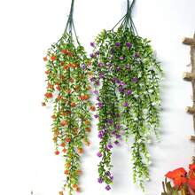 人造悬挂式桉树花藤，常绿常春藤装饰，适用于家居、花园、婚礼、室内外装饰 - 彩色 - 查看 9