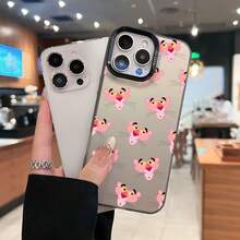Funda de teléfono de TPU de Pantera Rosa Compatible con fundas de teléfono   17  16 Pro Max  15 Pro Max  13 y  12 Fabricada en material de TPU, proporciona protección contra golpes y caídas Es un gran regalo para familiares, amigos, novios y novias de otoño - Negro - Ver 1