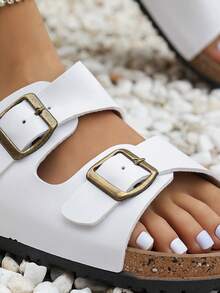 女士平底凉鞋 - 白色 - 查看 6