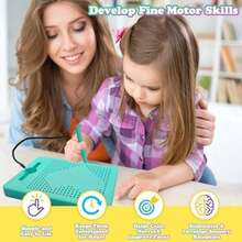 2-In-1 Double-Sided Magnetic Drawing Board For Kids & Toddlers Magnet Doodle Board With Beads, Magnetic Dot Art Toys, Road Trip Car Activities For Kids(Blue) - Multicolor - View 6