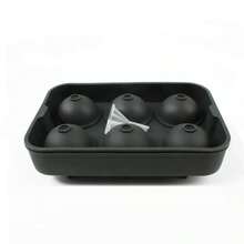 Molde de cubitos de hielo reutilizable con forma de diamante de 6 cavidades, fabricante de helados, molde para bolas de hielo, bandejas de cubitos de hielo redondas y cuadradas de silicona, utensilio de cocina - Negro - Ver 3