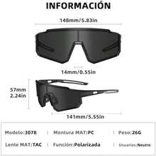 Deportivas Polarizadas para Hombre y Mujer, Gafas Deportivas con Espejo para Ciclismo, Protección Uv400, con Polaina para El Cuello, Conducir, Pesca, Ciclismo, Senderismo (negro) - / - Ver 2