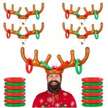 Conjunto de 9 peças de decoração natalina, incluindo chifres de rena infláveis, colar com pingente de cabeça de rena, ideal para festas de Natal e bomba de ar (cor aleatória). - Multicolorido - Ver 4