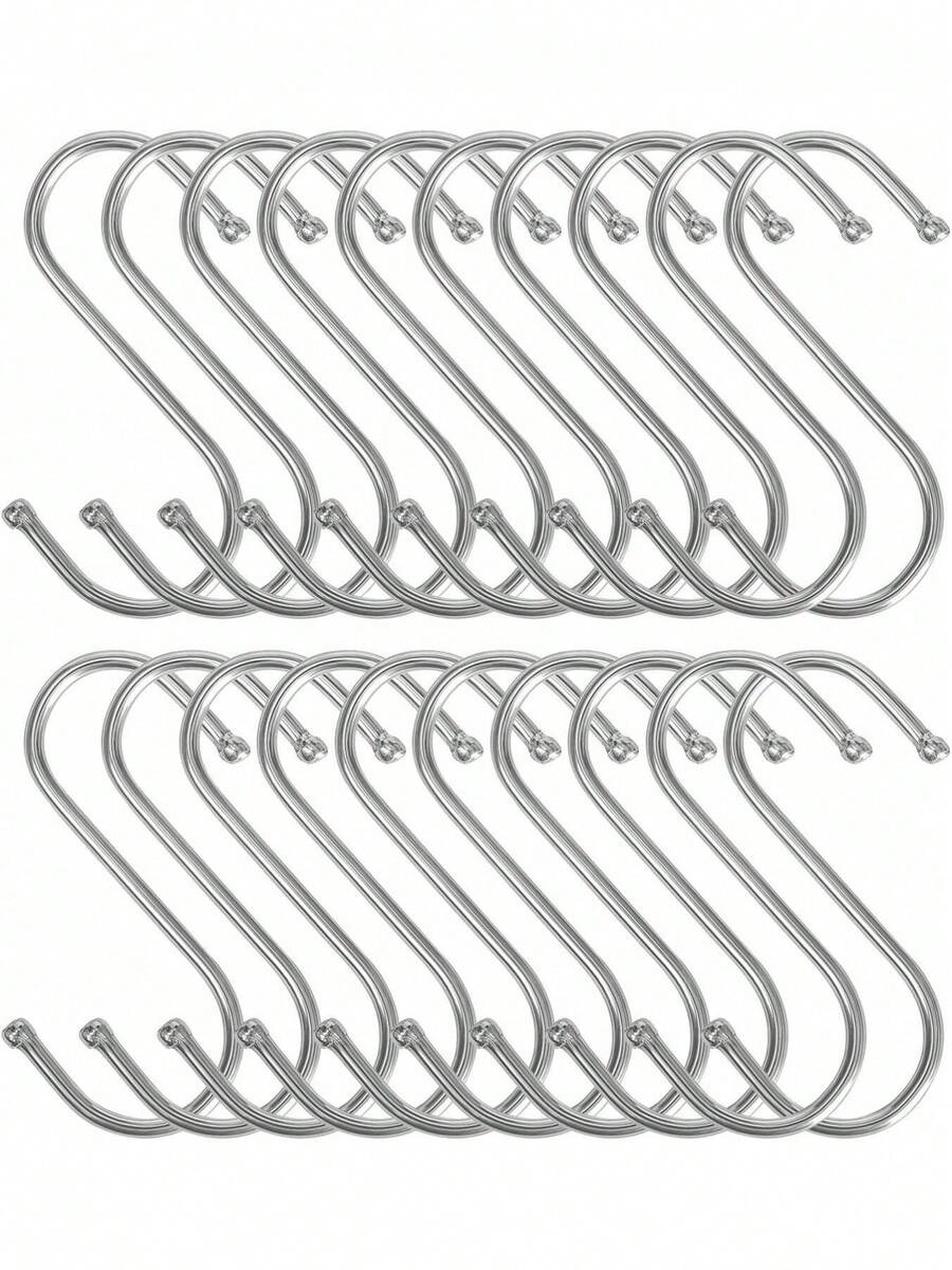 EstiloPaquete de 20 Ganchos en Forma de S de 7 cm, Ganchos en Forma de S de Acero Inoxidable, Ganchos para Colgar, Ganchos en S ResistentesVersión mejorada - 1 - Ver 1