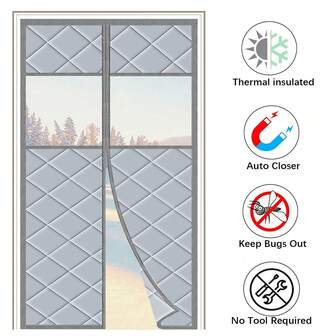 Magnetic Thermal Insulation Curtain, Window Insulation Kit, Exterior Visible Curtain, Middle Opening Thermal Insulation Curtain, Winter Warm Insulation Door Cover, Automatic Closing Privacy Magnetic Screen Door