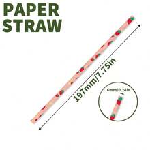 Paquete de 25/100 pajitas de papel con estampado de frutas - 6 x 197 mm | Perfectas para café, zumos, cócteles, té con leche, decoración para cumpleaños, bodas, fiestas y diversas ocasiones. Se disuelven en agua. - Multicolor - Ver 4