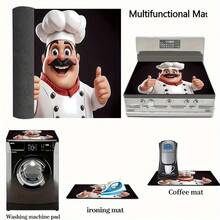 (Hot Selling!!!) 1pc Flat Stove Protector Mat, Rubber Non-Slip Heat Resistant Kitchen Utensil Pad, Suitable For Induction Cooktop, Glass Stove, Multi-Functional Scratch-Proof Mat, Also Can Be Used As Mouse Pad For Oven, Washing Machine And Dryer, As Well As Kitchen Decor. - Multicolor - View 10