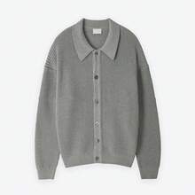 Cardigan a collo alto in stile retrò coreano per uomo e donna, cappotto autunnale casual a maglia larga - K19 Verde scuro - Visualizzare 10