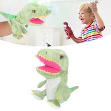 Juguete de mano de dinosaurio de peluche verde de 11,8 pulgadas - Figura de dinosaurio realista - Adecuado para regalo de cumpleaños - 1 pieza - Multicolor - Ver 3