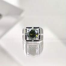 LYEE CYEE Men'S S925 Silvery Moissanite 5 Carat Cross Ring - Plated, Elegant Single Band Design For Everyday Wear, Birthdays, Halloween, Christmas & Thanksgiving - Ideal Gift For Family, Friends & Couples, Festive Accessory, Sophisticated Style, Durable Jewelry - 檸檬黃(5克拉莫桑石) - 查看 9