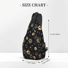 Paw Print Sling Bag For Women Crossbody Bag Golden Dog Paw Print And Stars On Black Background Sling Backpack For Men Cute Animal Footprint Shoulder Bag Gym Sports Travel HiFKing Daypack - 金的 - 查看 3
