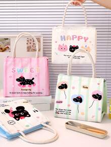 1pc Portable Insulated Lunch Bag, Waterproof Thermal Lunch Box, Bento Bag, Dinner Warmer Bag, Thickened Cute Lunch Fruit Bag, Essential For Women Travel, Waterproof Thermal Lunch Bag, Lunch Box, Lunch Tote, Insulated Bag, Large Capacity, Essential For Men Travel (Autumn/Winter) - Multicolor - View 2