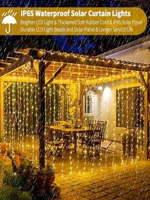 1 套太阳能串灯 - 100/200/300 颗 LED 灯珠，8 种模式，防水户外仙女灯，适用于花园、庭院、凉亭、露营、生日、派对、婚礼、节日、派对装饰（暖白/白/彩色）