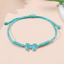 1pc Fashion Alloy Bow Pendant Braided Bracelet For Women, Suitable For Daily Wear, Festivals, Shopping Outfits - Bow - View 9