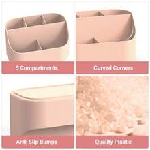 Countertop Toothbrush Holders For Bathrooms Plastic Toothpaste And Electric Tooth Brush Holder Storage Caddy Stand For Shower 5 Slots Cute Bathroom Counter Organizer For Vanity White - Hồng - Xem 3