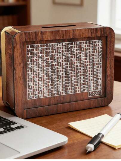 1 pieza Caja de ahorro de madera, Alcancía de madera con objetivo de conteo, Adecuado para hombres y mujeres, Decoración del hogar creativa, Ensamblaje DIY divertido, Cultivar el hábito del ahorro, Regalo para amigos (color aleatorio), Se puede usar como útiles escolares, Regalo de vuelta a clases