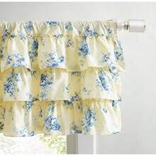 FIAN Shabby Chic® - Cenefa Superior de percal de algodón Cortinas Florales con Volantes para Ventana Amelia Amarillo 52 x 18 Pulgadas - Amelia - Ver 2