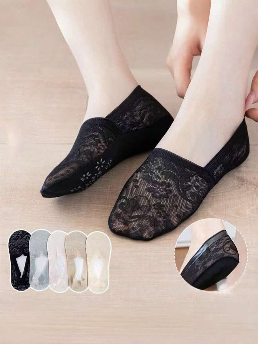 女士随机蕾丝隐形透明防滑硅胶内衬夏季袜 - 常規款 - 查看 1