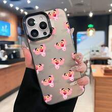 Funda de teléfono de TPU de Pantera Rosa Compatible con fundas de teléfono   17  16 Pro Max  15 Pro Max  13 y  12 Fabricada en material de TPU, proporciona protección contra golpes y caídas Es un gran regalo para familiares, amigos, novios y novias de otoño - Negro - Ver 2